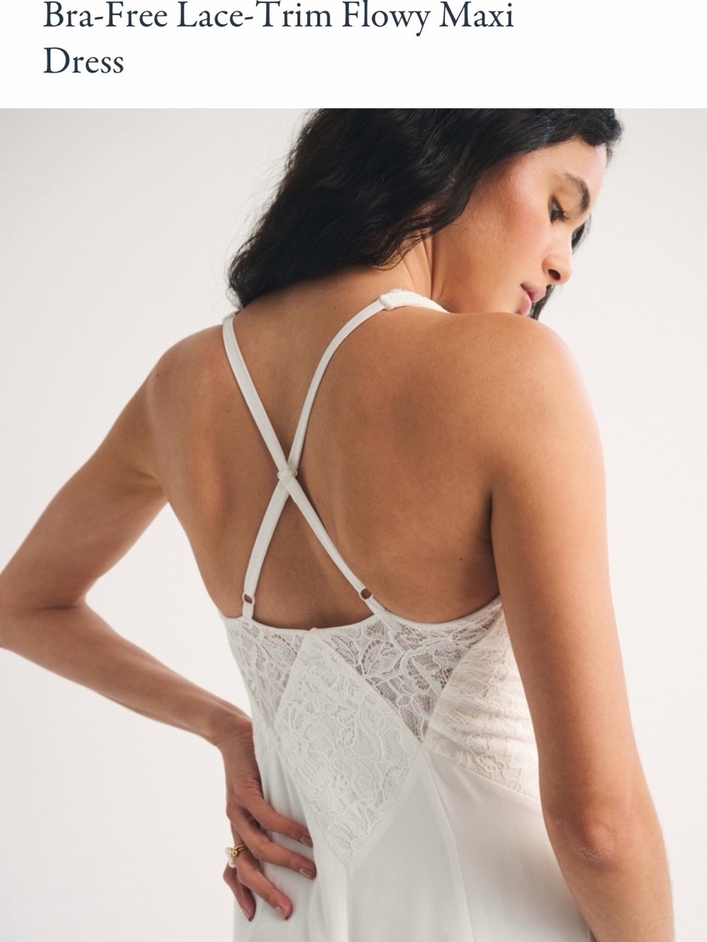 Abercrombie & Fitch Bra-Free White Lace-Trim Maxi Dress - Picture 2 of 6